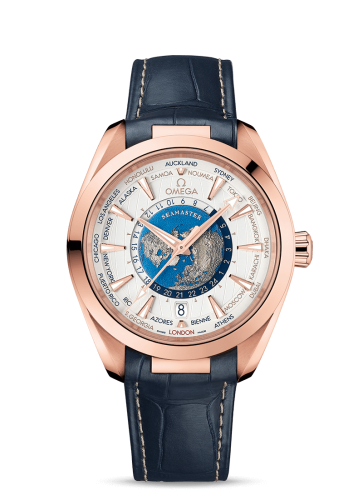 Omega Seamaster Aqua Terra 150M Master Chronometer 43 Worldtimer Sedna Gold / Silver / Alligator
